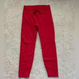 Zyia Red Battleship Drawstring Luxe Leggings Size 6-8